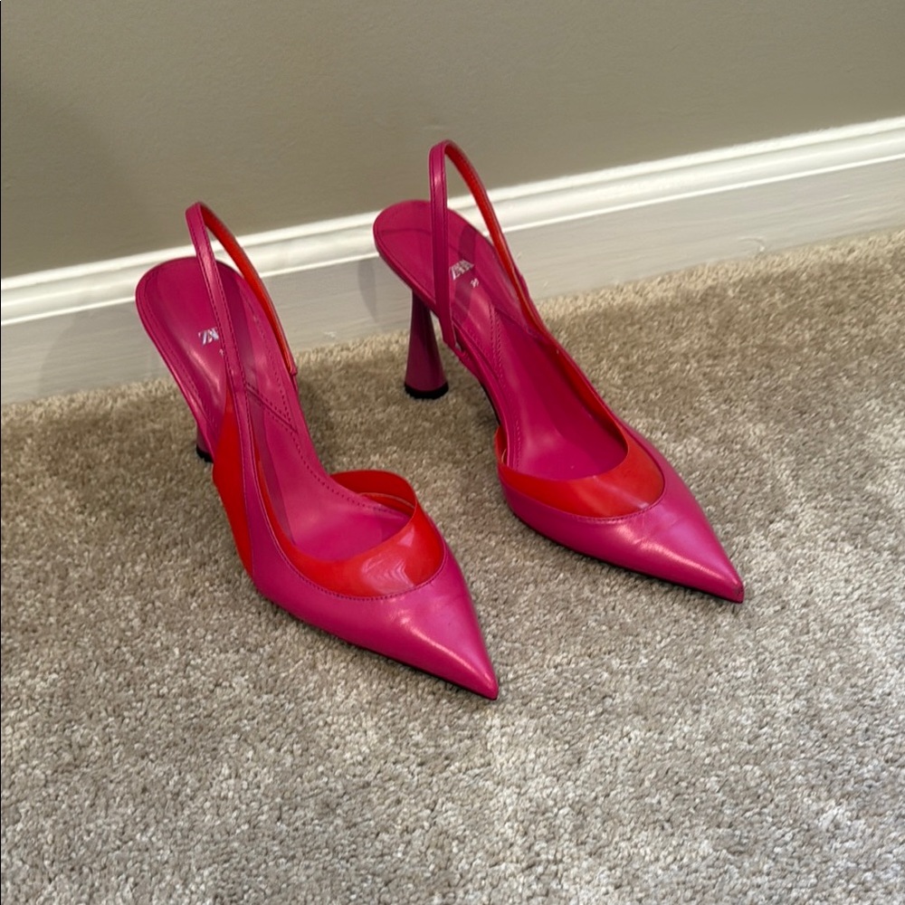 Zara Pink and Red Stiletto Heels